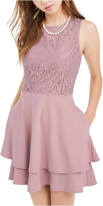 XL - speechless pink lace bodice dress Lace High Neck Dress