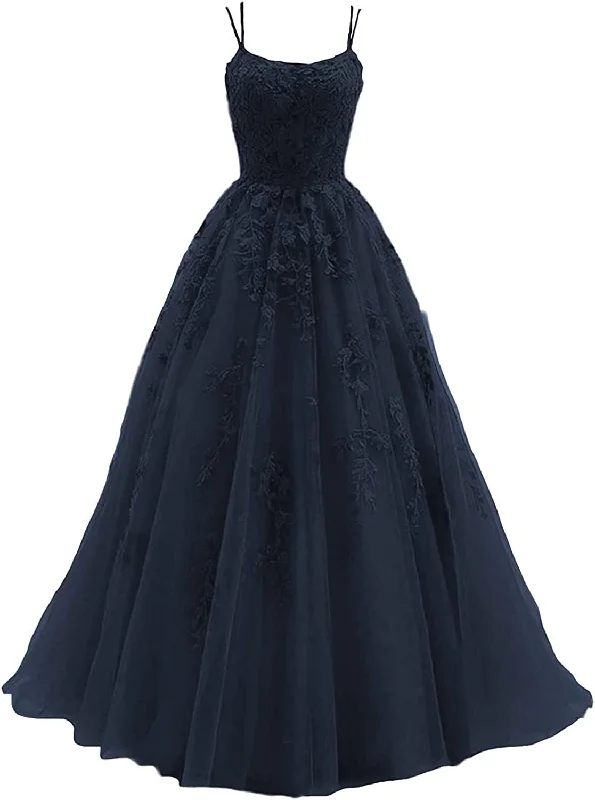 4 - ssb navy blue lace applique ball gown Lace Overlay Dress