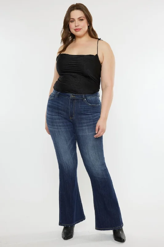 Kancan Full Size Mid Rise Slim Flare Jeans In Dark