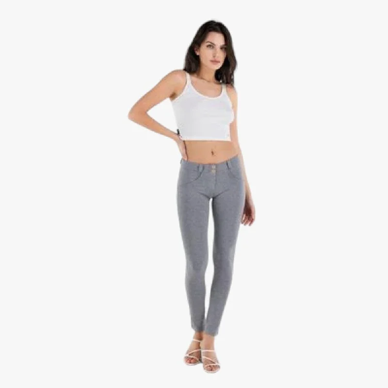 Freddy Ladies Regular Waist Long Length Cotton Pant Mel Grey