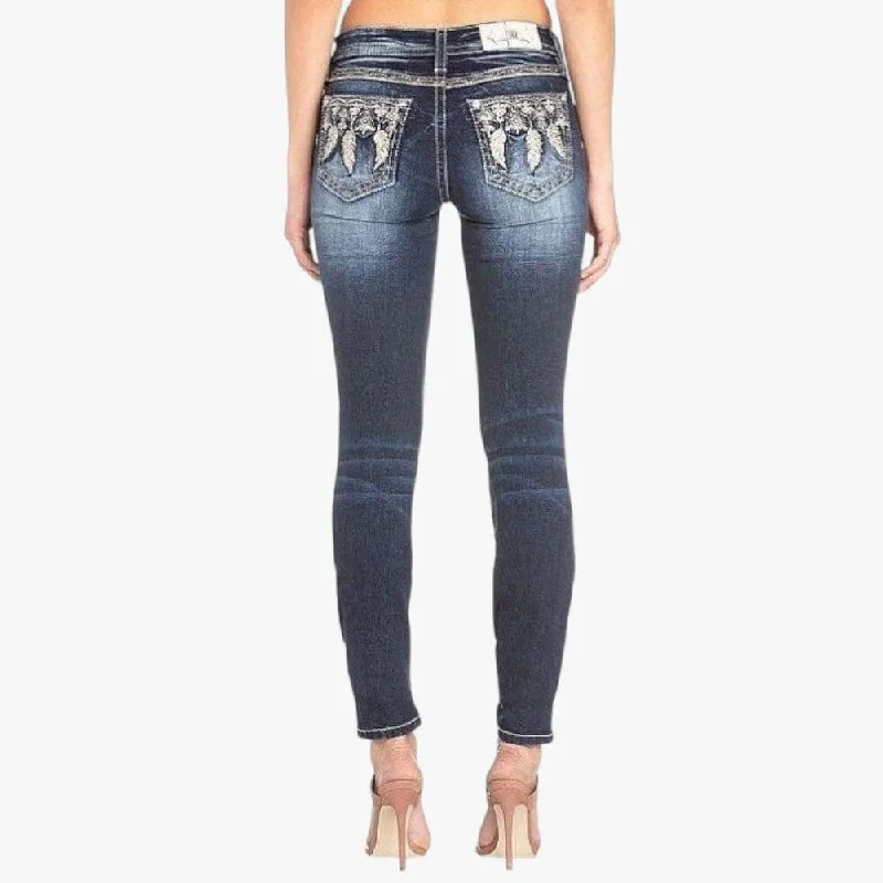 Miss Me Womens Charmed Skinny Jean Dark Stonewash