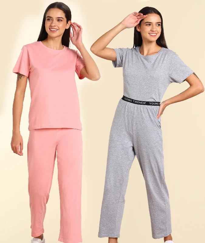 Women T-shirt & Pyjama Set Pure Soft Cotton - Combo Set Camisole pajama sets