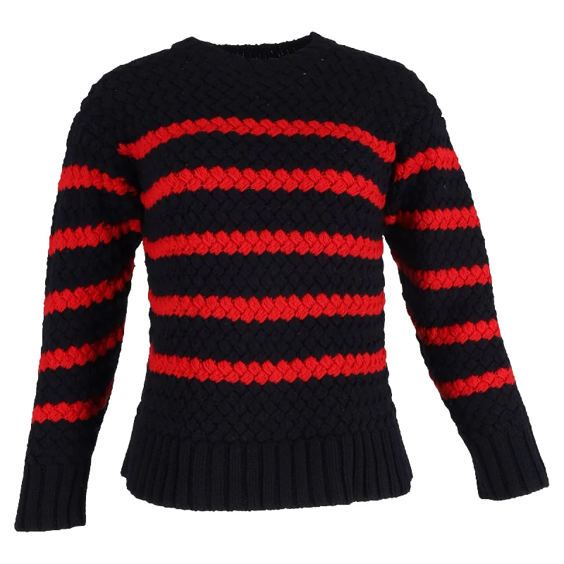 Alanui Striped Woven Sweater in Navy Blue and Red Wool Casual sweaters