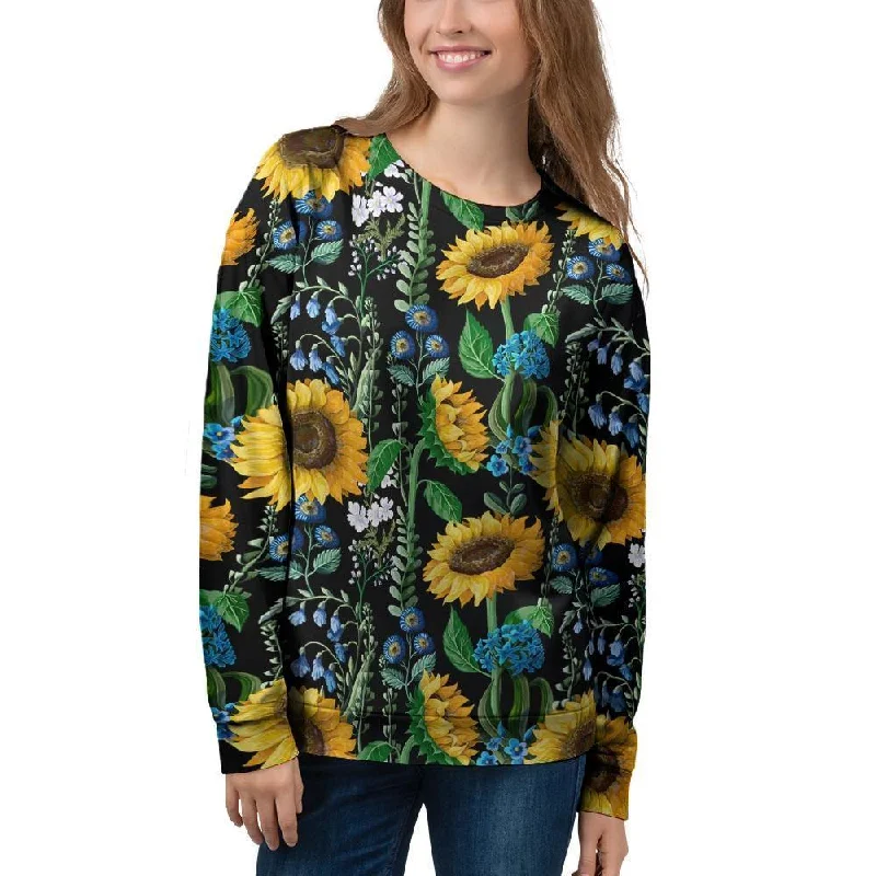 Black Sunflower Floral Women's Sweatshirt Expensive sweaters