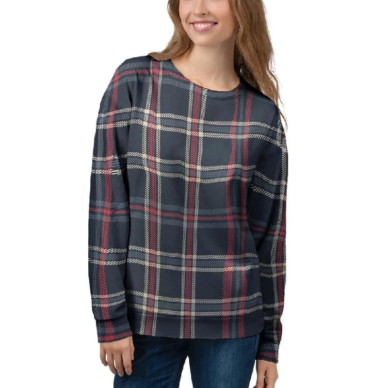 Black Tartan Plaid Women's Sweatshirt College sweaters