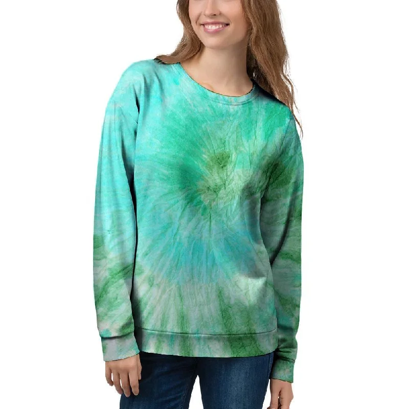 Blue And Green Tie Dye Women's Sweatshirt Boho-style sweaters