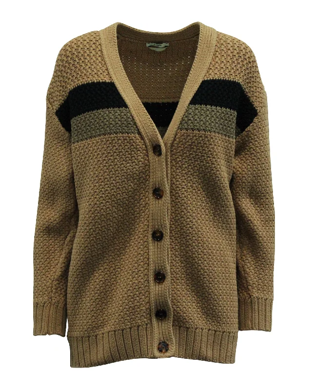 Fendi Chunky Stripe Boyfriend Cardigan in Brown Cotton UV protection sweaters