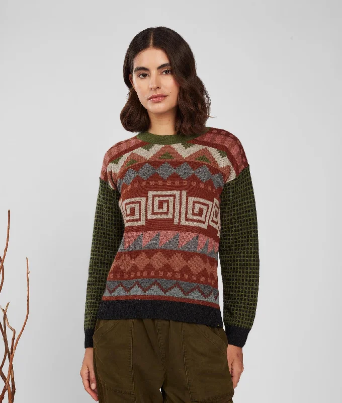 Jacquard Mock Neck Pullover Winter sweaters