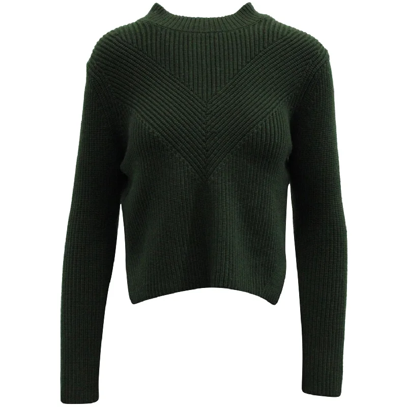 Sandro Paris Knitwear Pullover With Zip in Green Wool V-neck sweaters