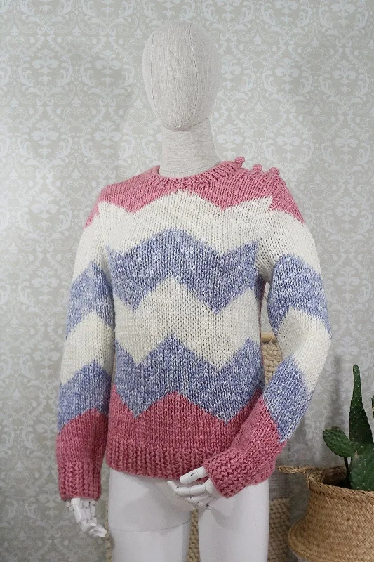 Vintage Handknit  Chevron Sweater Thermal insulation sweaters