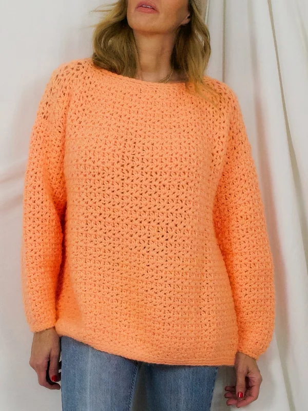 Vintage Day-Glo Melon Handknit Sweater Chunky knit sweaters