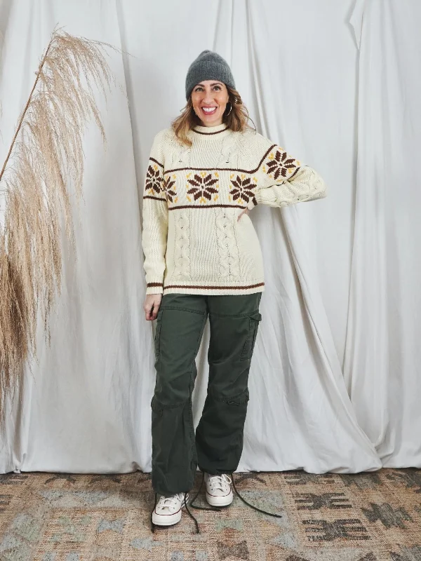 Vintage Snowflake Ski Lodge Sweater Moisture-wicking sweaters