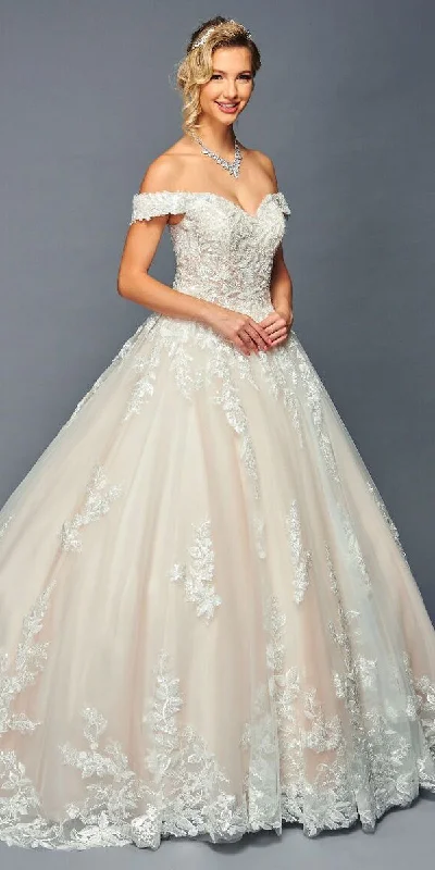 DeKlaire Bridal 475 Long Off the Shoulder Sweetheart Neck Wedding Ballgown Empire Waist Gown