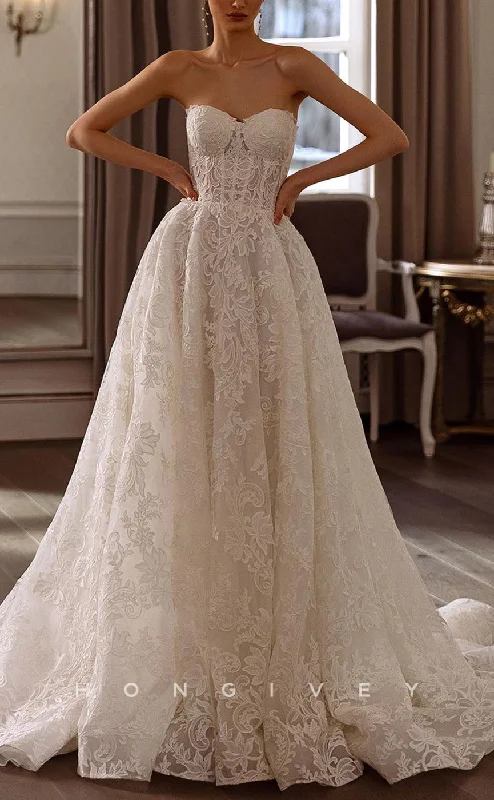 H1535 - Sexy Satin A-Line Detachable Off-Shoulder Empire Lace Appliques With Train Wedding Dress Wedding Dress Long