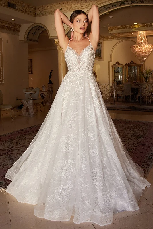 Enchant with Cinderella Divine's Ethereal Lace Creation A1102W Lace Wedding Gown