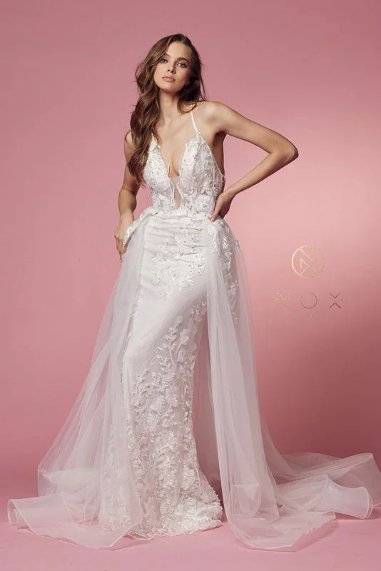 Nox Anabel Bridal: Enchanting Lace Bridal Gown for Ethereal Brides (F485W) Satin Wedding Dress