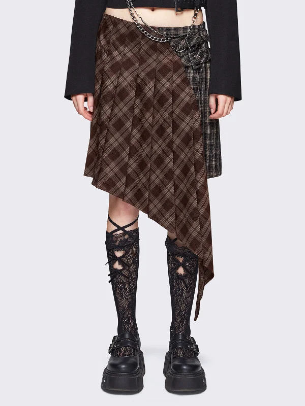 Kya Plaid Asymmetric Skirt Casual unclassified skirts