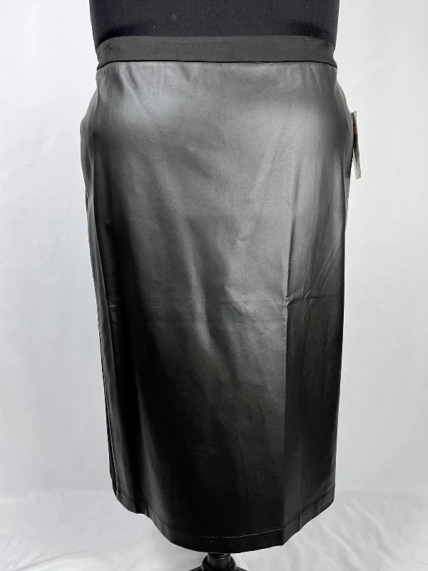 Ulla Popken Size 32 Black Faux Leather Skirt NWT Elegant unclassified skirts