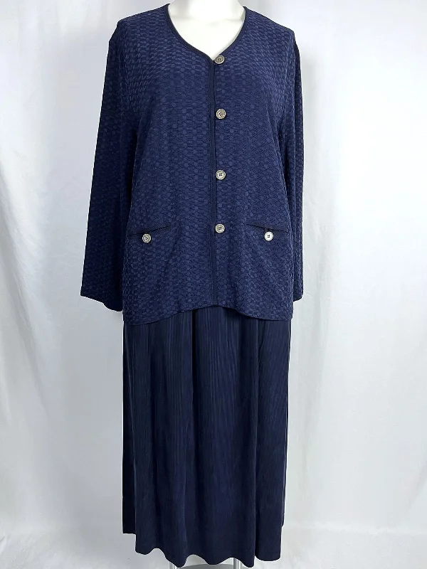 Vintage Cynthia Max Size L 14/16 Navy Circles & Lines 3PC Suit Set Tulle unclassified skirts