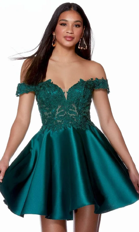 Alyce Paris 3141 - Lace-Applique Off-Shoulder Cocktail Dress Christmas party dresses