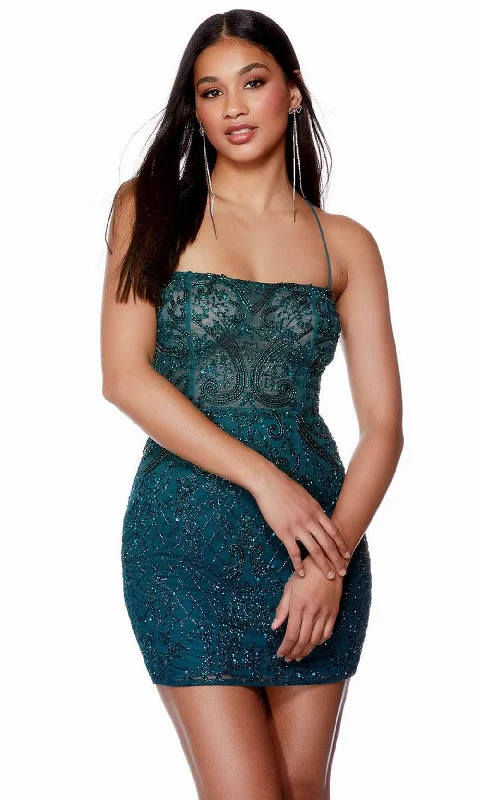 Alyce Paris 4659 - Beaded Strappy Back Cocktail Dress Knitted party dresses