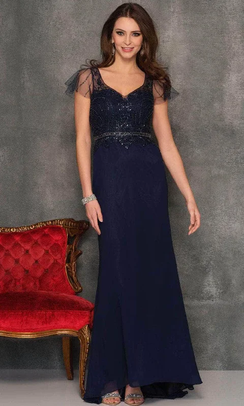 Dave & Johnny 10081 - Beaded Illusion V-Neck Prom Gown Chiffon party dresses