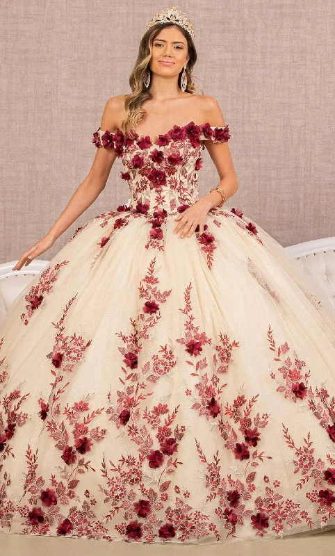 Elizabeth K GL3105 - Floral Ornate Quinceanera Ballgown Stretchy party dresses