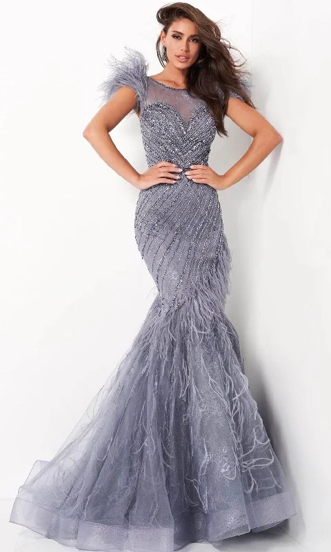 Jovani - Illusion Jewel Trumpet Evening Gown 04702SC - 1 pc Ink In Size 10 Available High-end party dresses