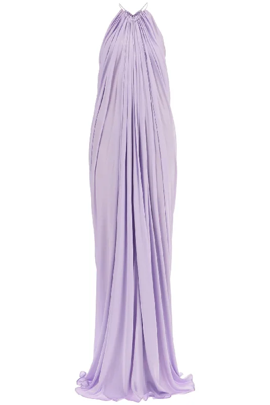 Long Shiny Jersey Dress  - Purple Designer maxi dresses