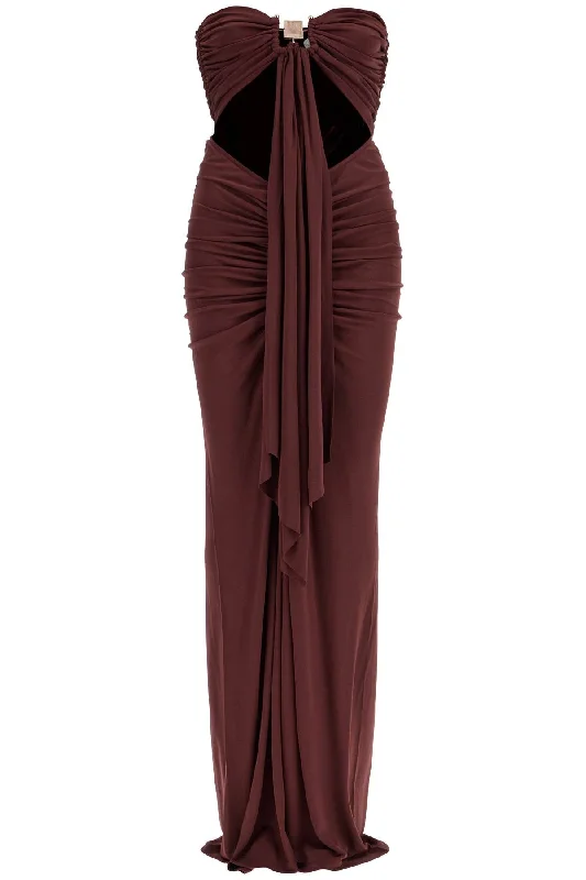 Maxi Dress With Bezel Detail  - Brown A-line maxi dresses