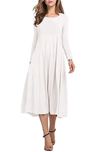 Necooer Women's short-sleeved loose casual midi dresses with pocket Trendy midi dresses under $50