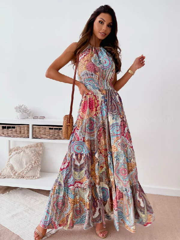 Summer floral backless bohemian dress Best floral dresses for beach vacations