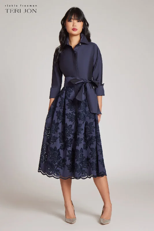 Taffeta Floral Eyelet Shirt Dress Anniversary floral dresses