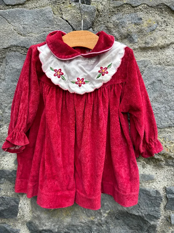 80s red velour dress   9-12m (74-80cm) Elegant unclassified dresses