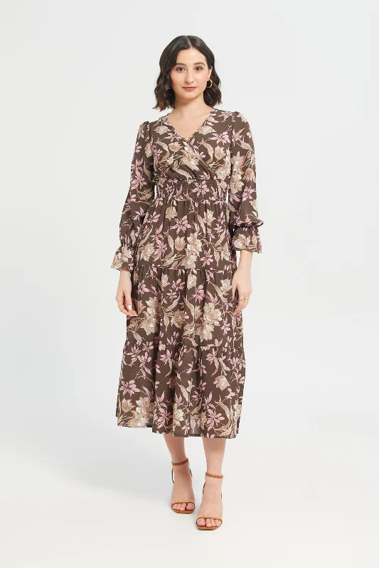 Wrap Crepe Printed Dress Petite unclassified dresses