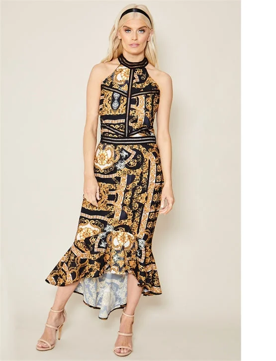 Aurorie Multi Print Halterneck Dress Popular unclassified dresses