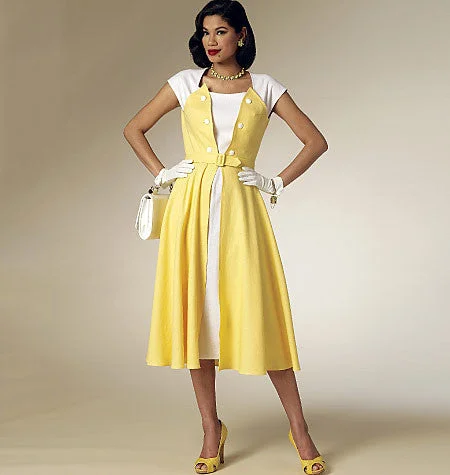 Butterick 6211 Misses' Retro Dress and Belt Pattern Chiffon unclassified dresses