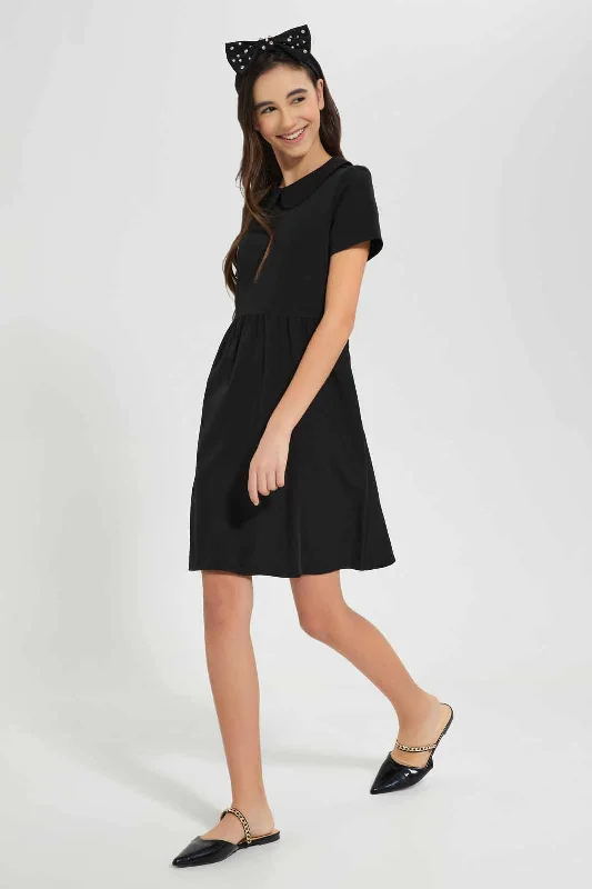 Black Peter Pan Collar Dress Boho unclassified dresses