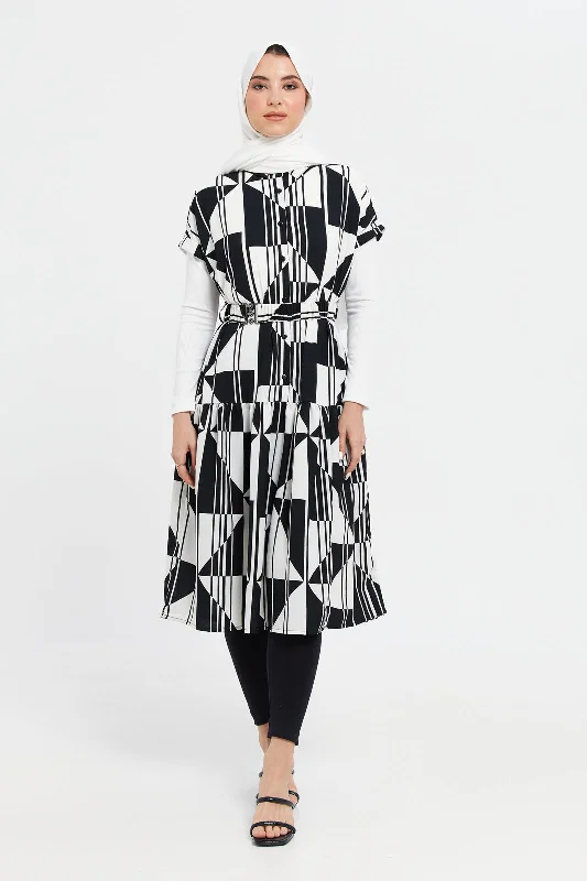 Women Black And White Printed Dress Pastel unclassified dresses