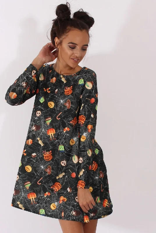 Black Halloween Trick Or Treat Swing Dress - Sugar Budget-friendly unclassified dresses