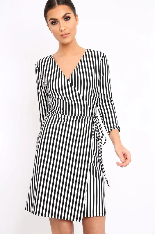 Black Stripe Dress - Imogene Bold pattern unclassified dresses