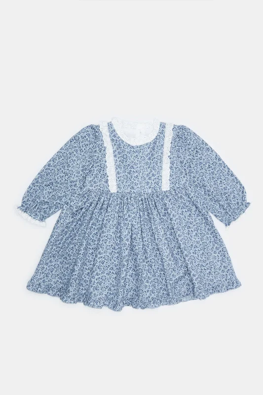 Infant Girls Blue Printed Dress High-end unclassified dresses