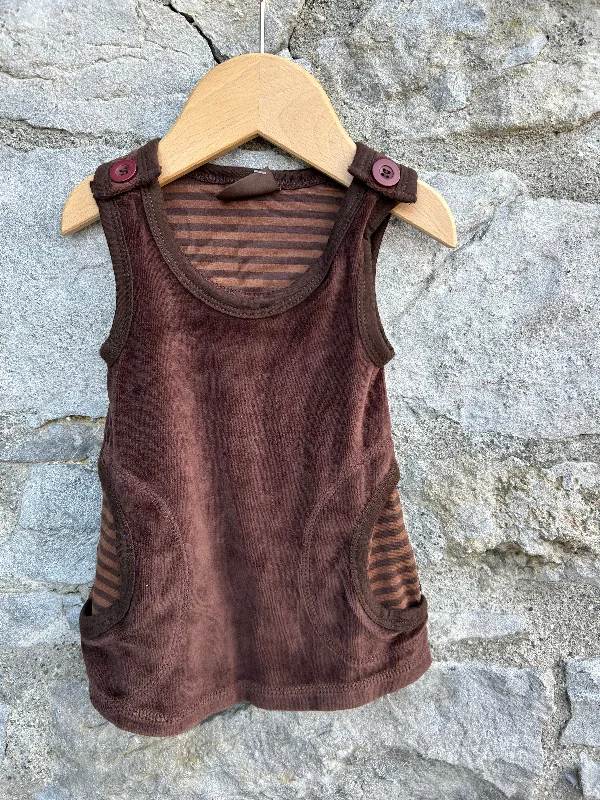 Brown velour pinafore 0-1m (50-56cm) Smocked unclassified dresses