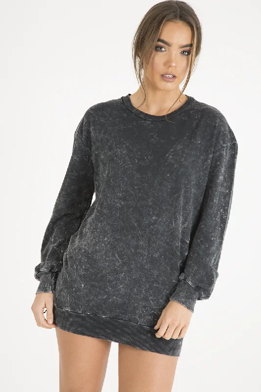 Charcoal Acid Wash Jumper Dress - Cheryl Plus size unclassified dresses