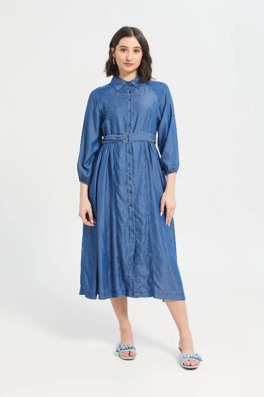 Tencel Dress With Tie Ruffled unclassified dresses