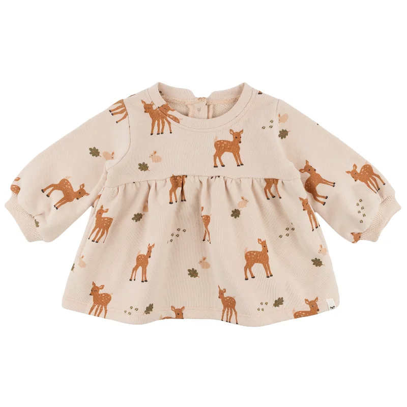 oh baby! Josephine Dress - Deer Print - Pale Pink Smocked unclassified dresses