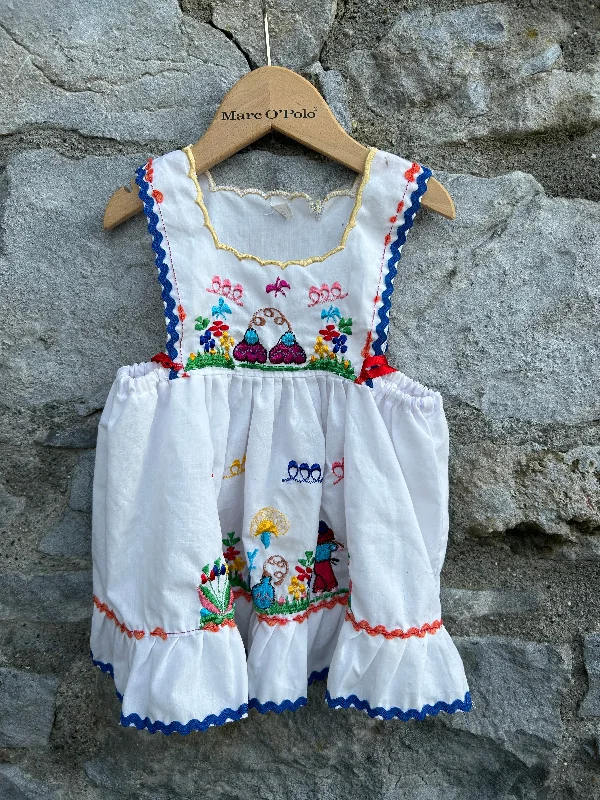 Folk embroidered white pinafore  0-6m (56-68cm) Lace unclassified dresses