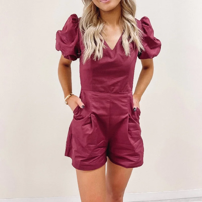 Frazier Romper - Burgundy Denim unclassified dresses