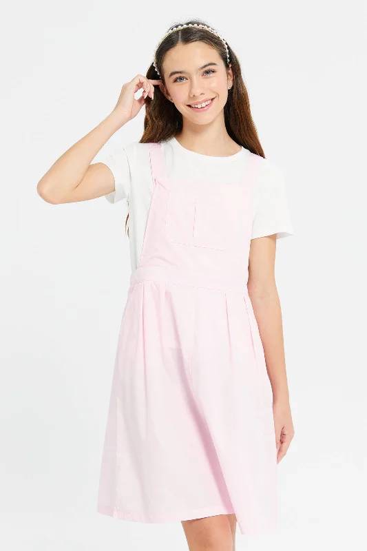 Senior Girls Pink Dungaree Dress Chic unclassified dresses