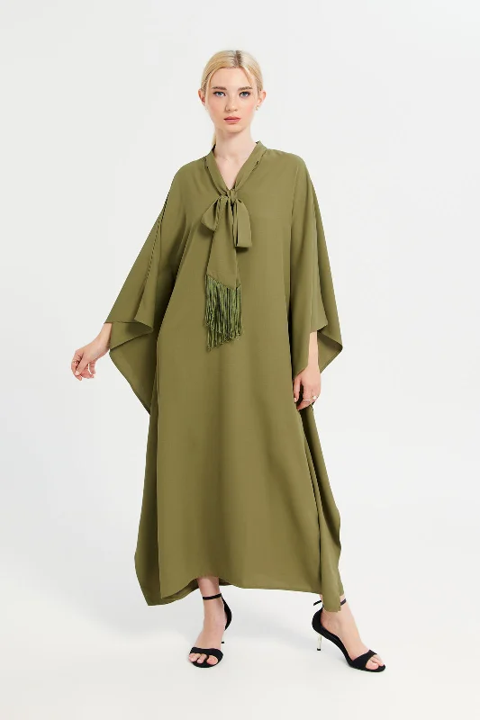 Women Plain Green Kaftan Dress Designer unclassified dresses